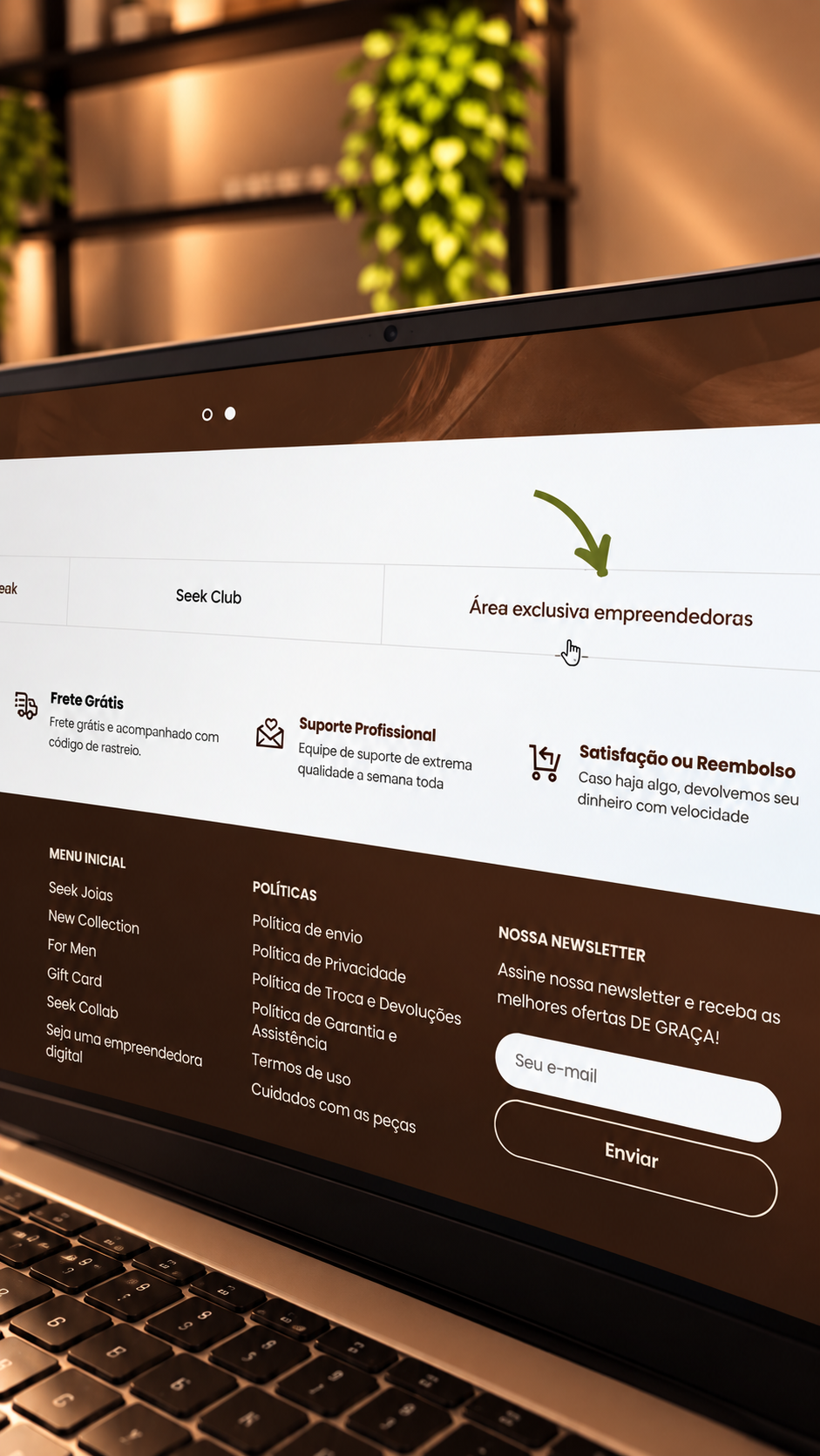 Área exclusiva para empreendedoras no site Seek Joias